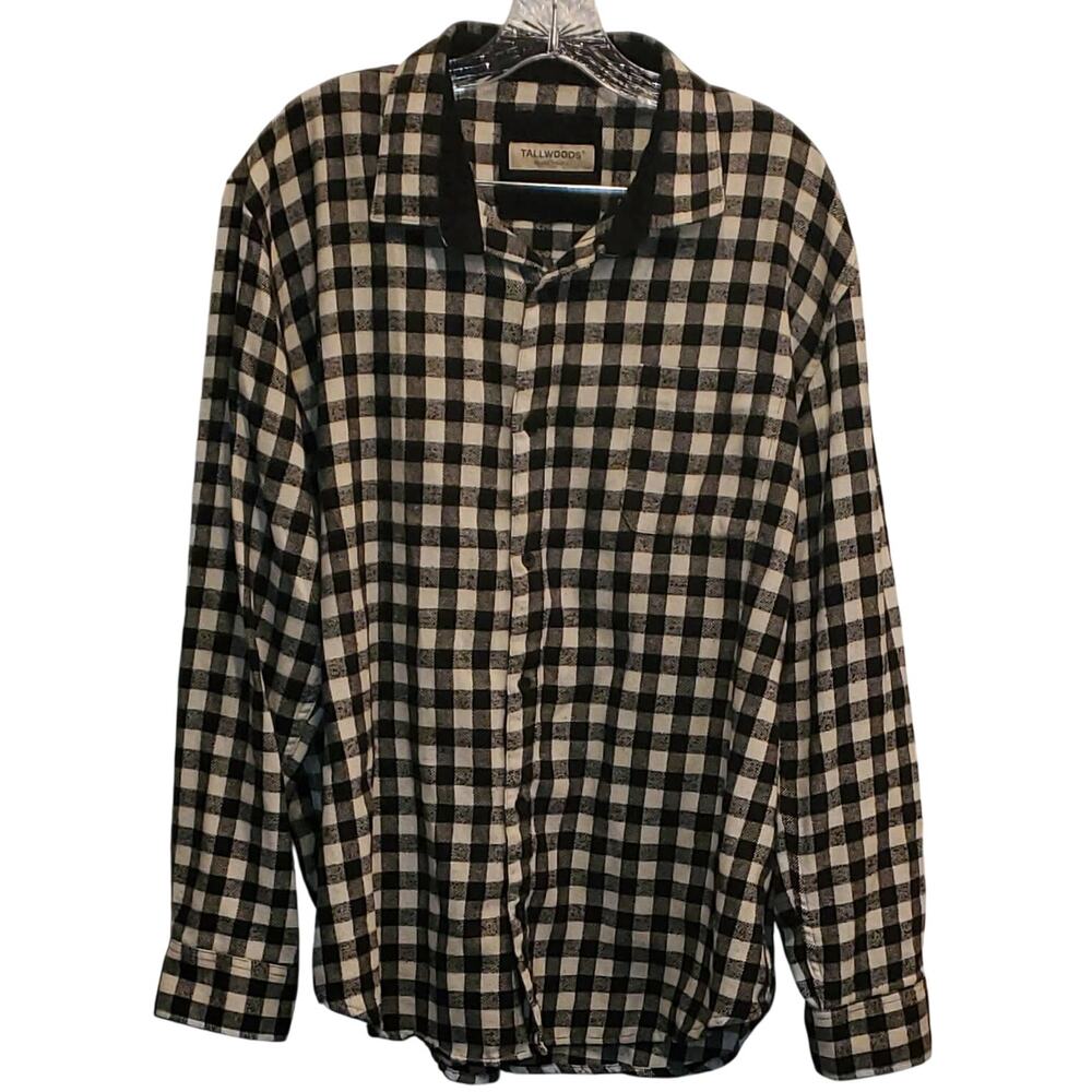Tallwoods Bruno Milano Plaid Button Down Flannel Shacket Long Sleeve Shirt